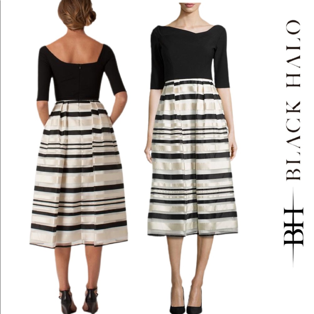 Black Halo Eve Hayley Midi Dress Size 2